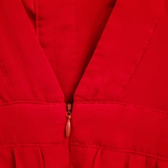 Raspberry red crepe mini dress - Picture 7 of 9